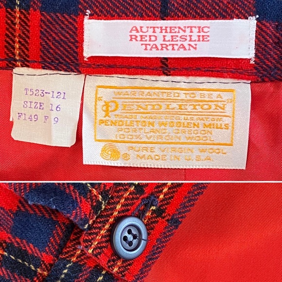 Vintage Pendleton Authentic Tartan Pure Virgin Wool Skirt Red Leslie Tartan (16) - Picture 4 of 6